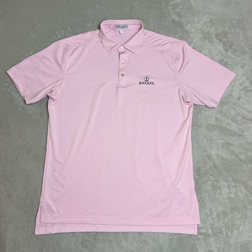 Peter Millar Summer Comfort Polo Shirt Mens M Pink Black Rock Golf Performance
